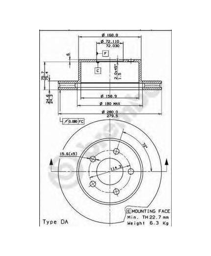 BREMBO Тормозной диск передний