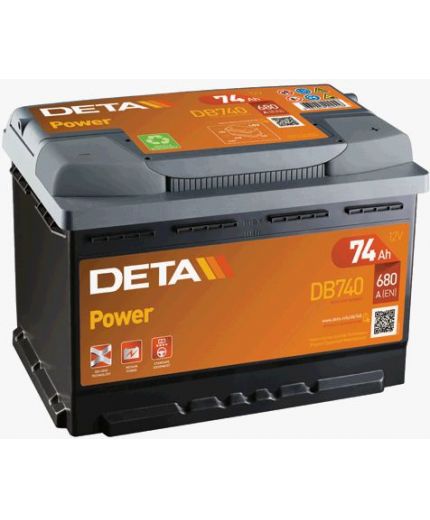 DETA Аккумулятор Power DB740 680А (74 А/ч) Фото 2