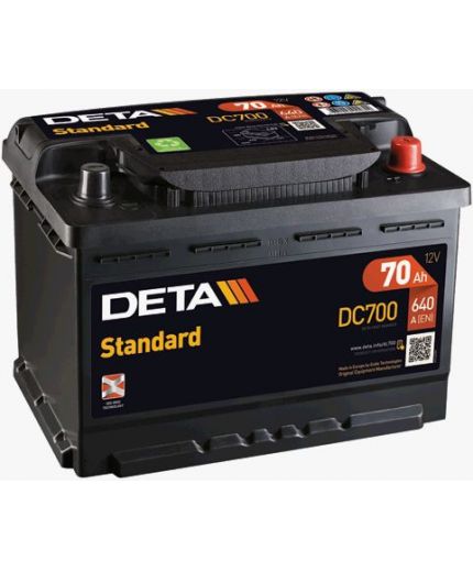 DETA Аккумулятор Standard DC700 640А (70 А/ч) Фото 4