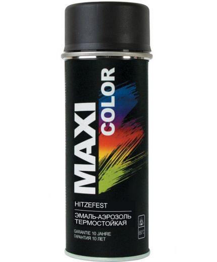 MAXI COLOR Эмаль-аэрозоль термостойкая черная 400мл