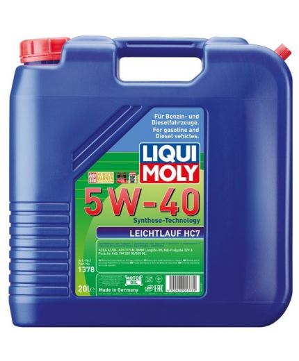 Моторное масло LIQUI MOLY Масло Leichtlauf HC7 5W-40 20л Фото 2
